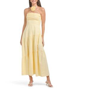 SELFIE LESLIE Lemon Bondi Rose Decoration Maxi Dress